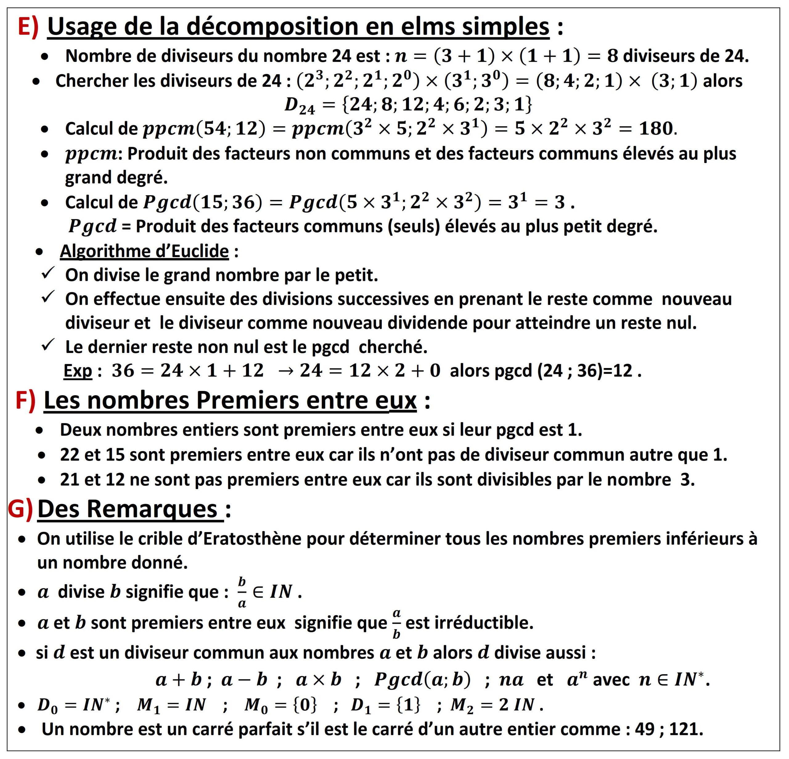 Résumé illustré — Arithmétique dans ℕ — fiche 2